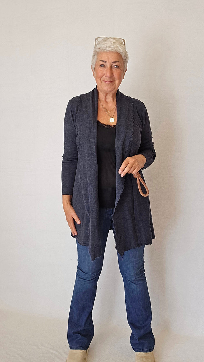 By Basics Cardigan XS / Midnight Blue Melange By Basics- 8003 Long Cardigan kunstkolonialen