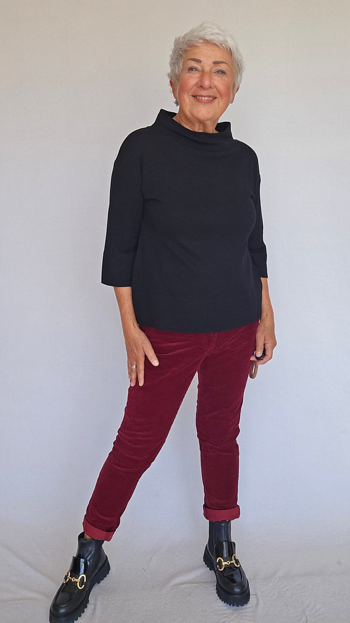 By Basics Genser Black / S By Basics- 4051 Ulltopp med vide 3/4-ermer kunstkolonialen