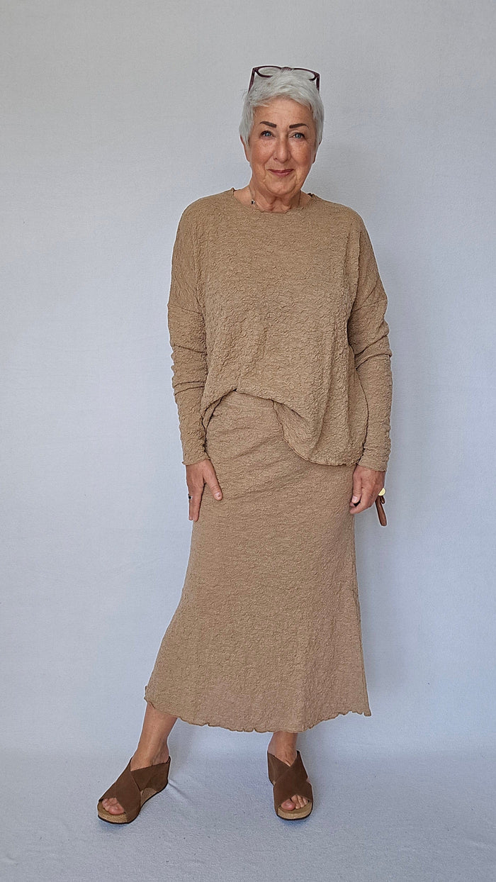 By Basics Genser Light camel melange / XS-S By basics- Bubblewool 4504 litt løs genser m/rund hals kunstkolonialen