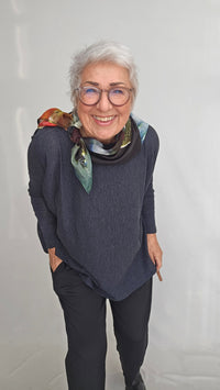 By basics Genser Midnight blue melange / XS/S By Basics- 4046 Vid genser kunstkolonialen