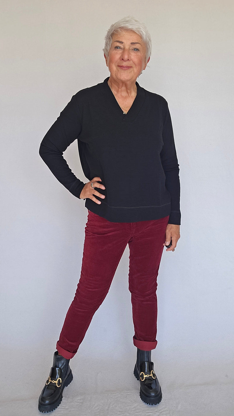 By Basics Genser S / Black By Basics-  4067 Klassisk V-genser kunstkolonialen