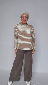 By Basics Genser S / Light camel mel/asphalt/raw white by basics- 4025 Rampegenser i striper kunstkolonialen