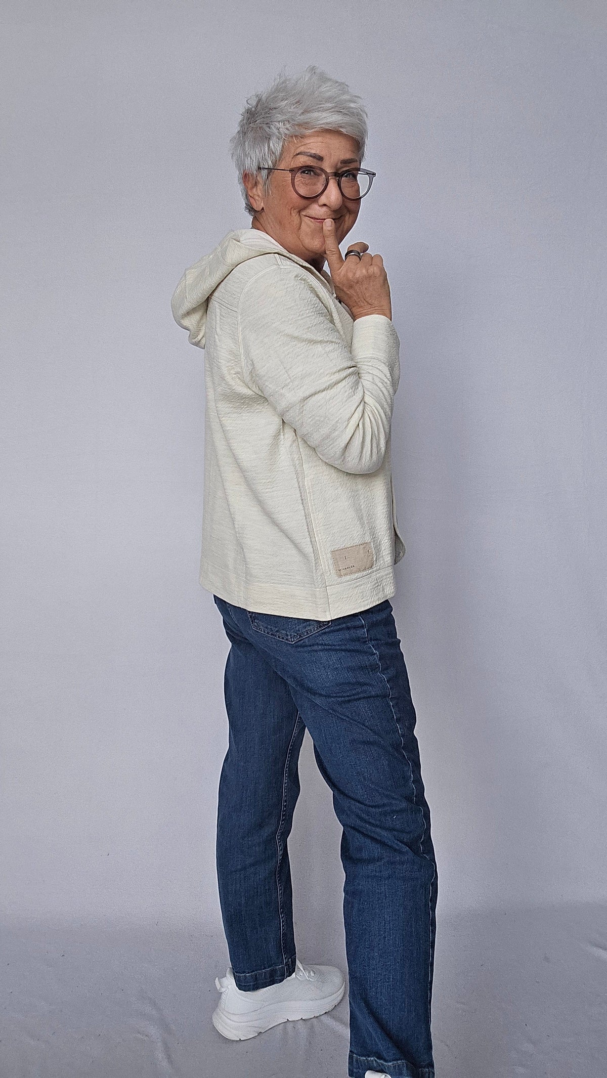 By basics Jakke By basics- 14026 Sweat blazer, pearl grey melange kunstkolonialen