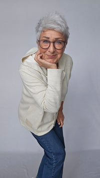 By basics Jakke By basics- 14026 Sweat blazer, pearl grey melange kunstkolonialen