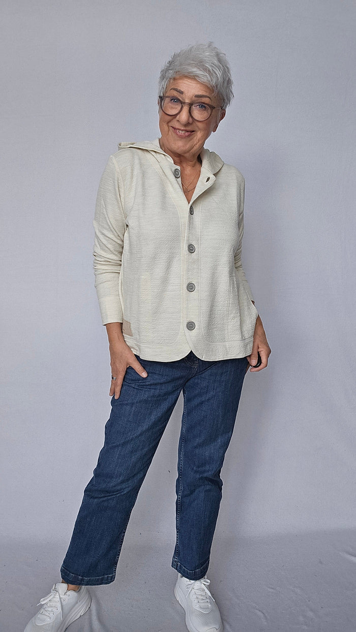 By basics Jakke S By basics- 14026 Sweat blazer, pearl grey melange kunstkolonialen