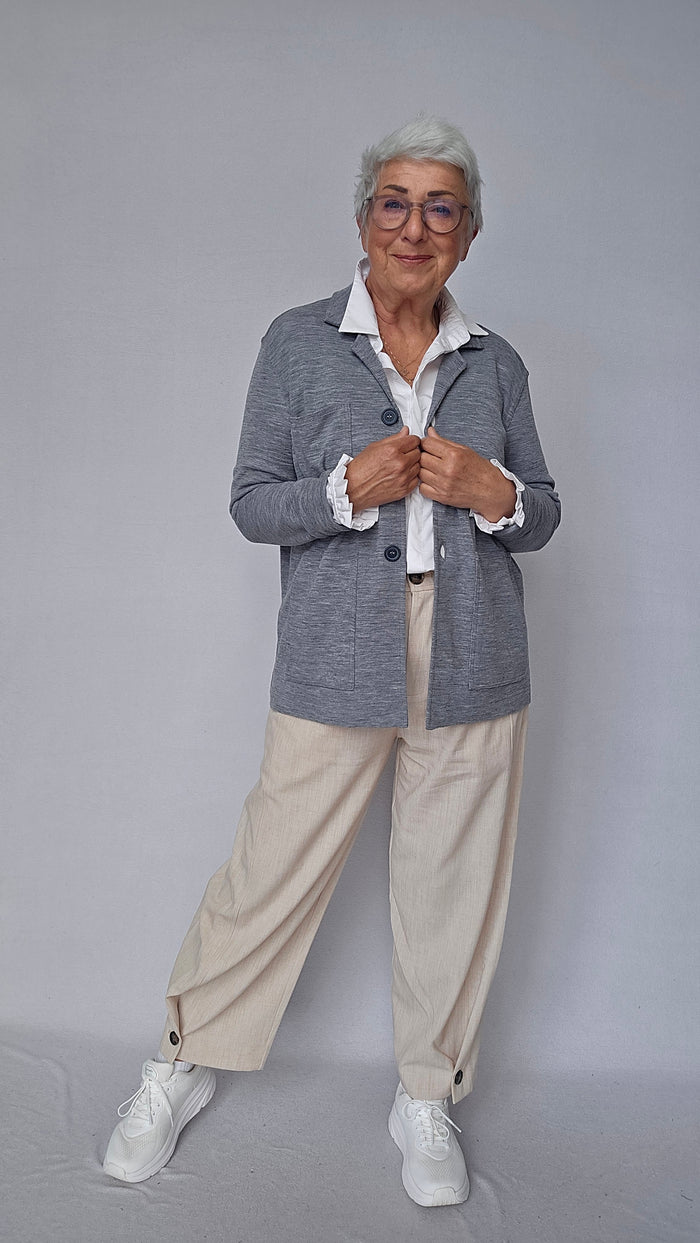 By Basics Jakke Steel grey melange / S by basics- 8021 Jakke m/krage og knapper kunstkolonialen