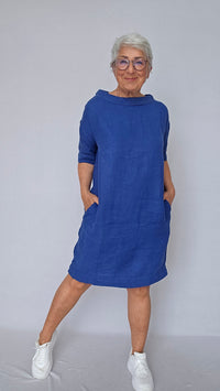 By Basics Kjole M / Denim blue/navy OWN by basics- 11005 Linkjole med liten krave, Jackie kunstkolonialen