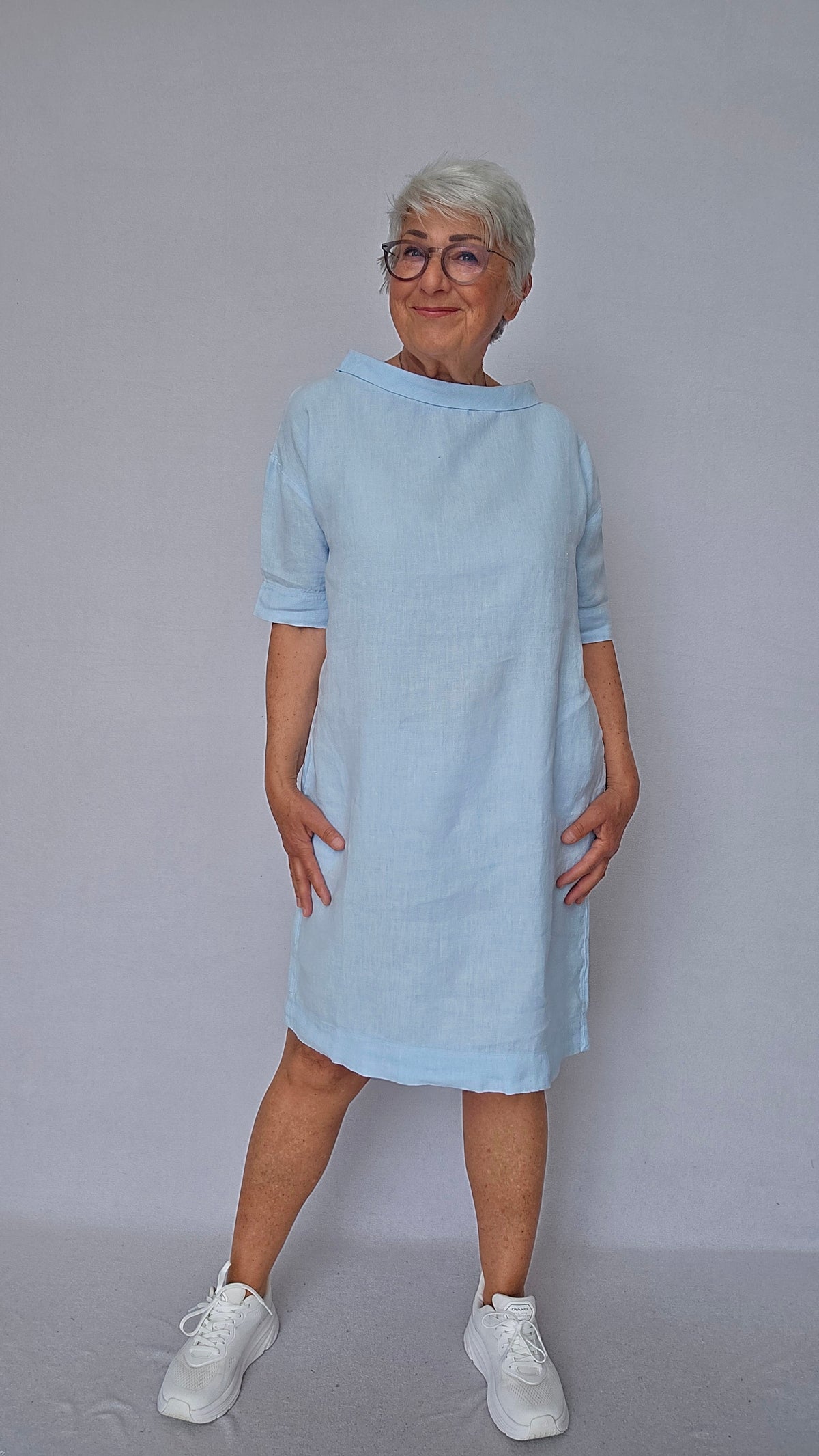 By Basics Kjole M / Light blue OWN by basics- 11005 Linkjole med liten krave, Jackie kunstkolonialen
