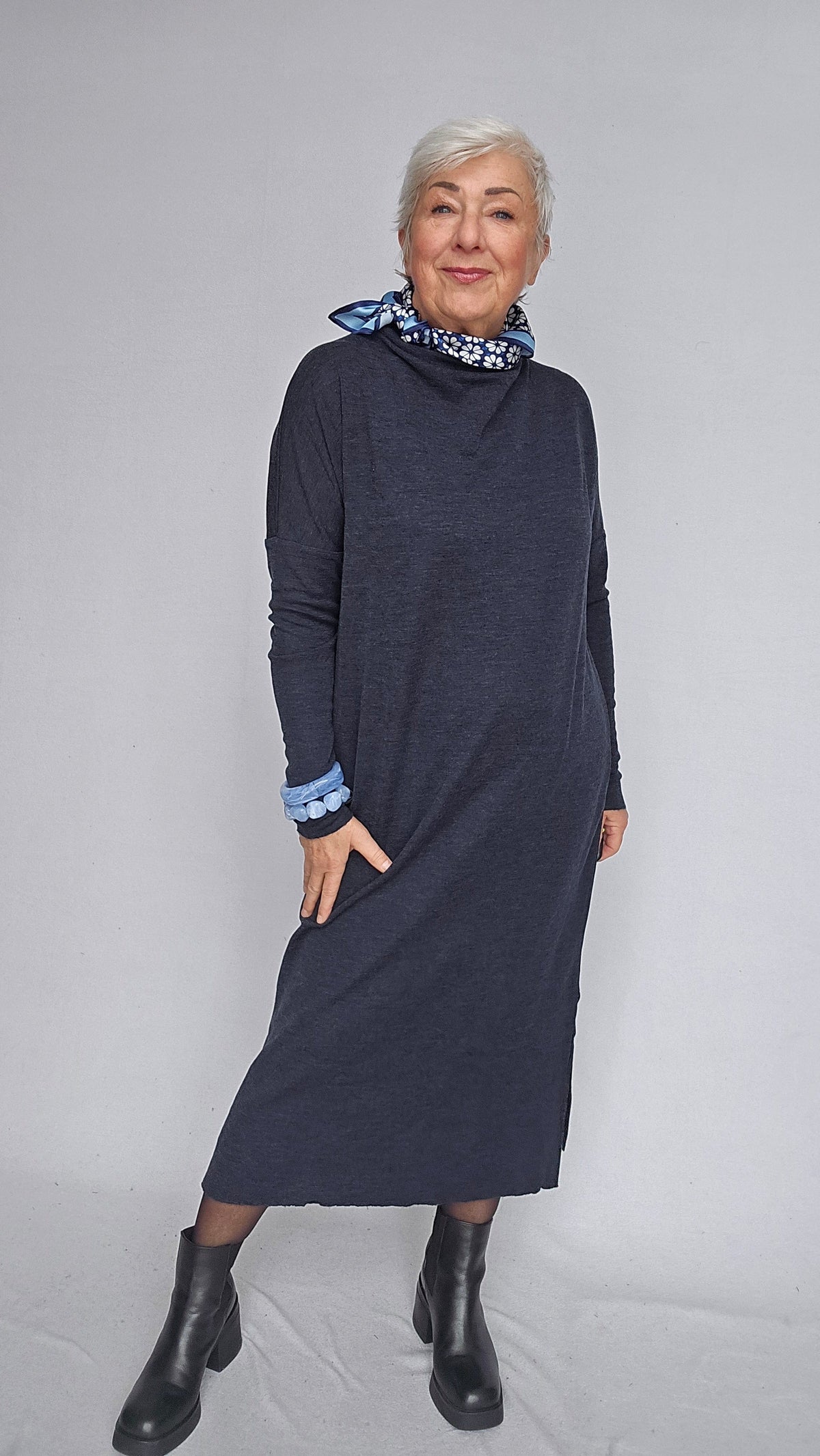 By Basics Kjole Midnight blue melange / S by basics- 7022 Kjole kunstkolonialen