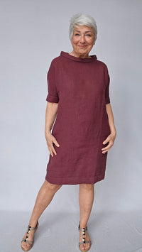 By Basics Kjole S / Burgundy OWN by basics- 11005 Linkjole med liten krave, Jackie kunstkolonialen