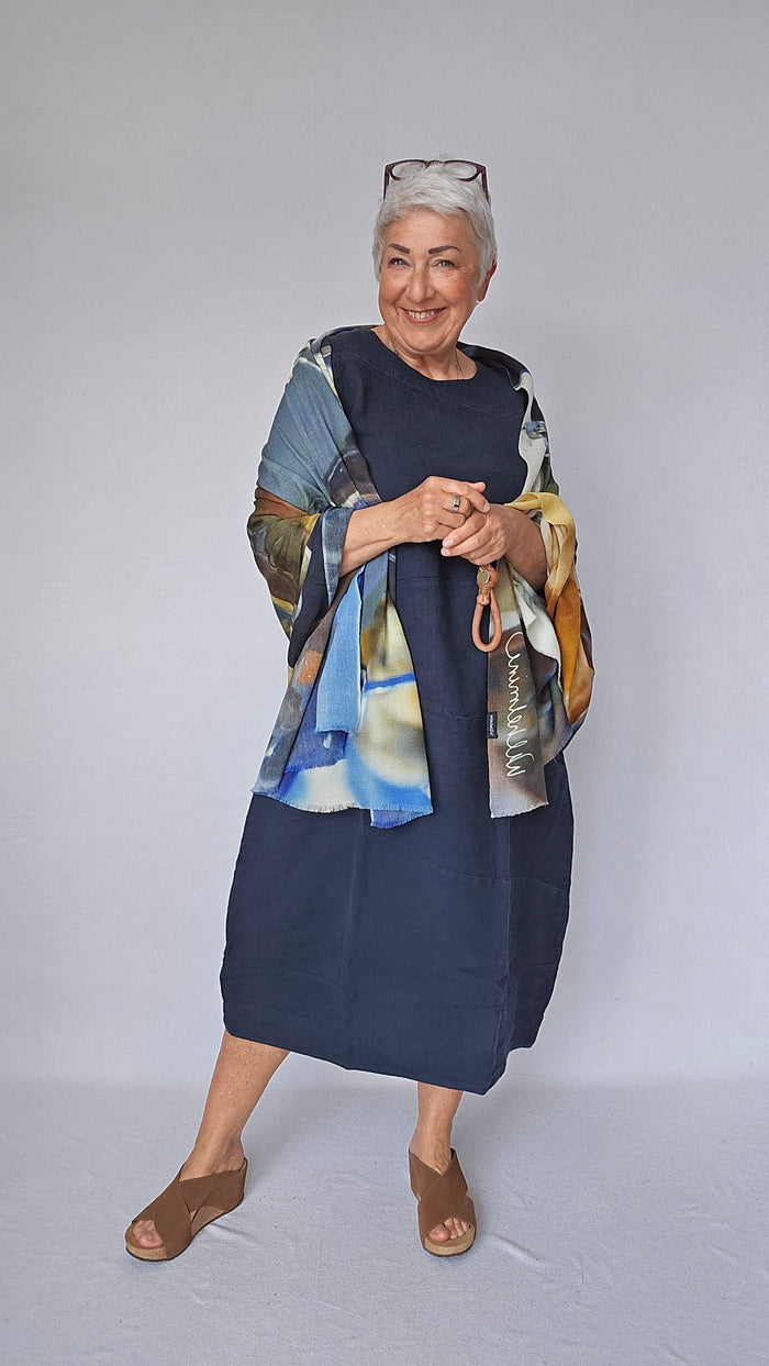 By Basics Kjole S / Midnight Blue Melange OWN By Basics- 11000 Lang lekker linkjole kunstkolonialen