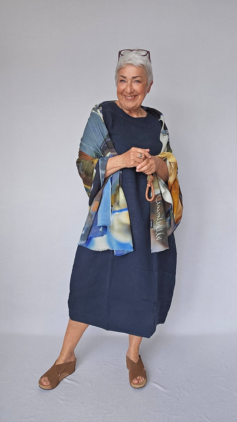 By Basics Kjole S / Midnight Blue Melange OWN By Basics- 11000 Lang lekker linkjole kunstkolonialen