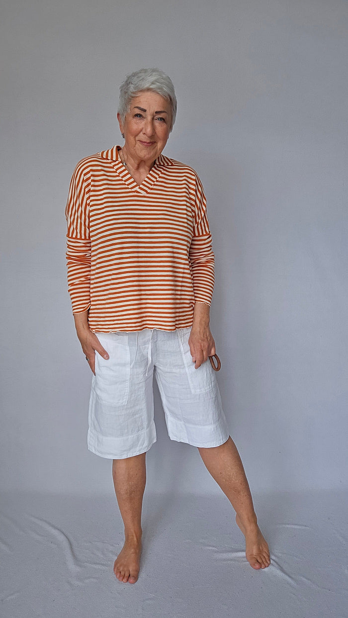 By basics Linshorts S / White OWN By basics- 11030 Shorts i lin med store lommer kunstkolonialen
