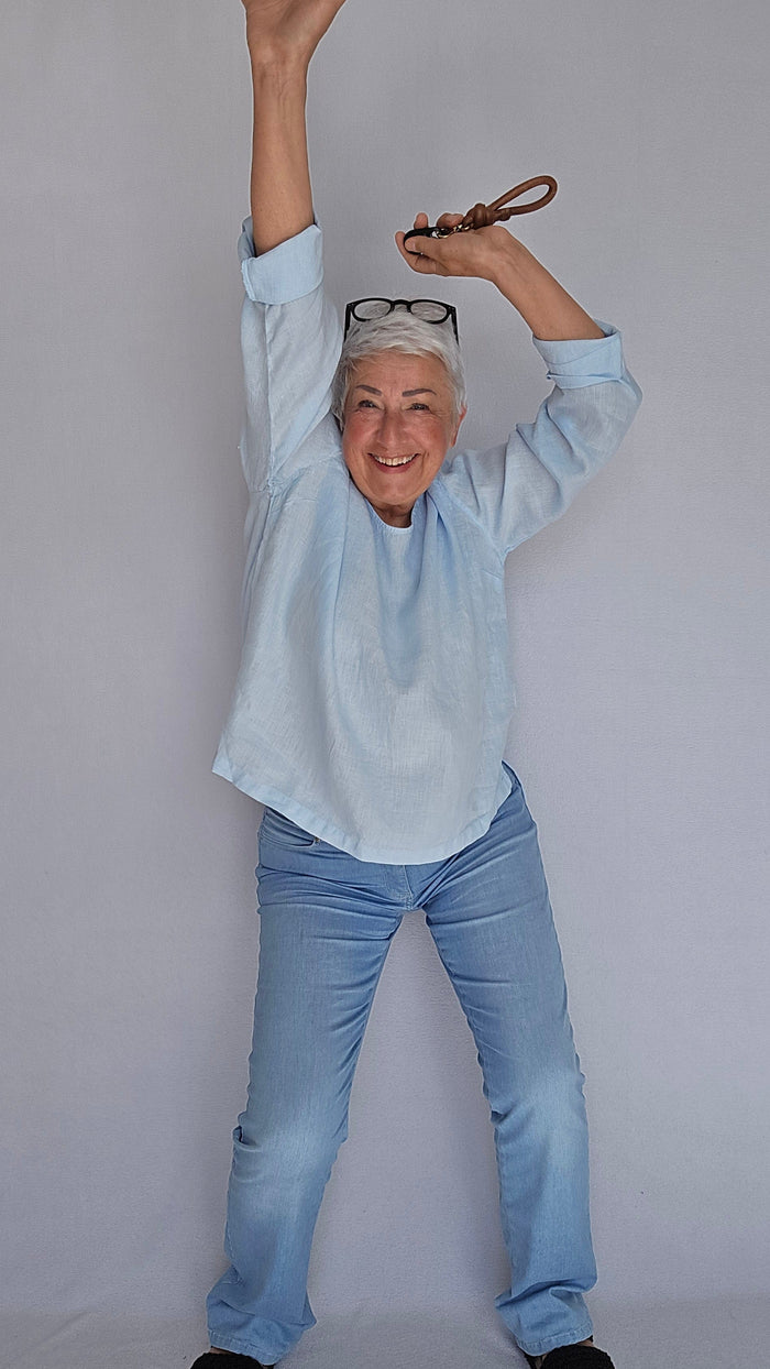 By basics Lintopp Light Blue / XS OWN By basics- 12000 Enkel lintopp med lang arm kunstkolonialen