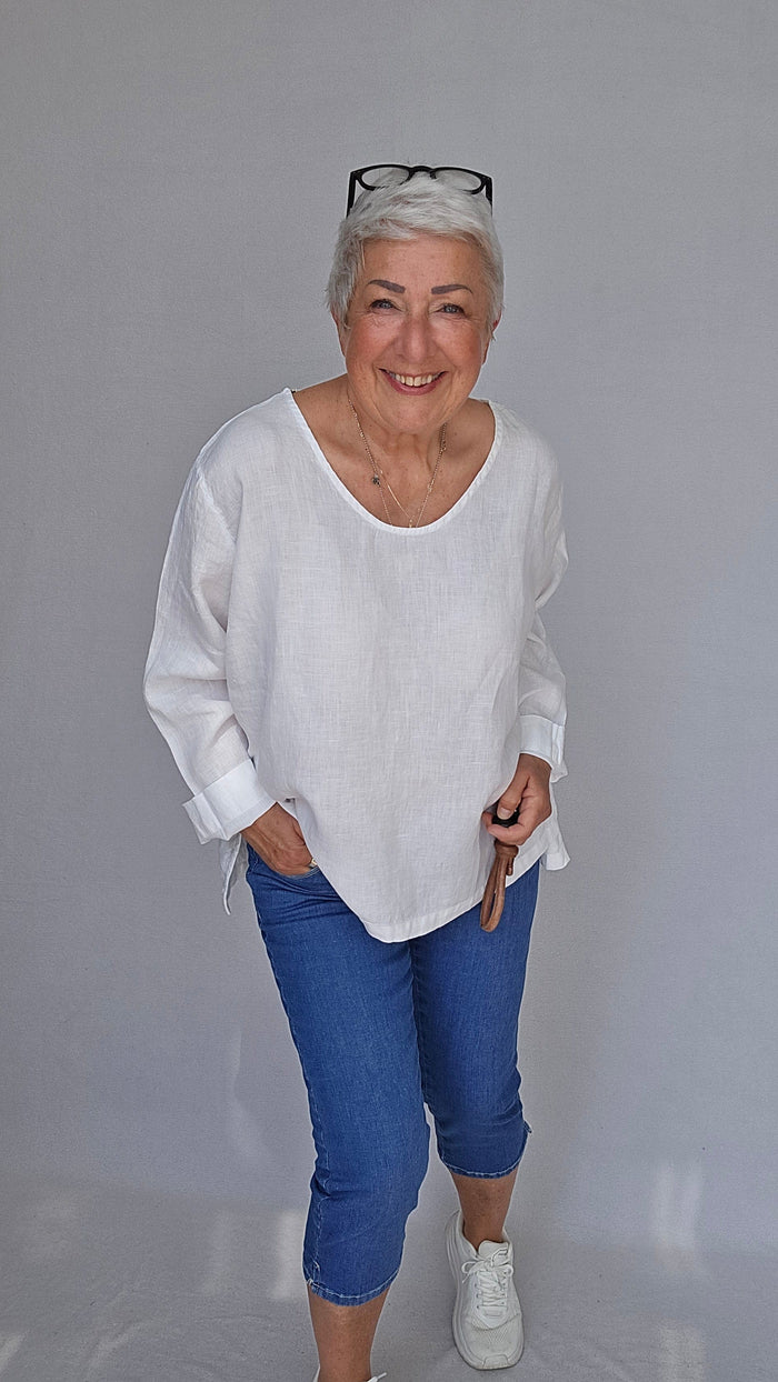 By basics Lintopp White / XS OWN By basics- 12000 Enkel lintopp med lang arm kunstkolonialen
