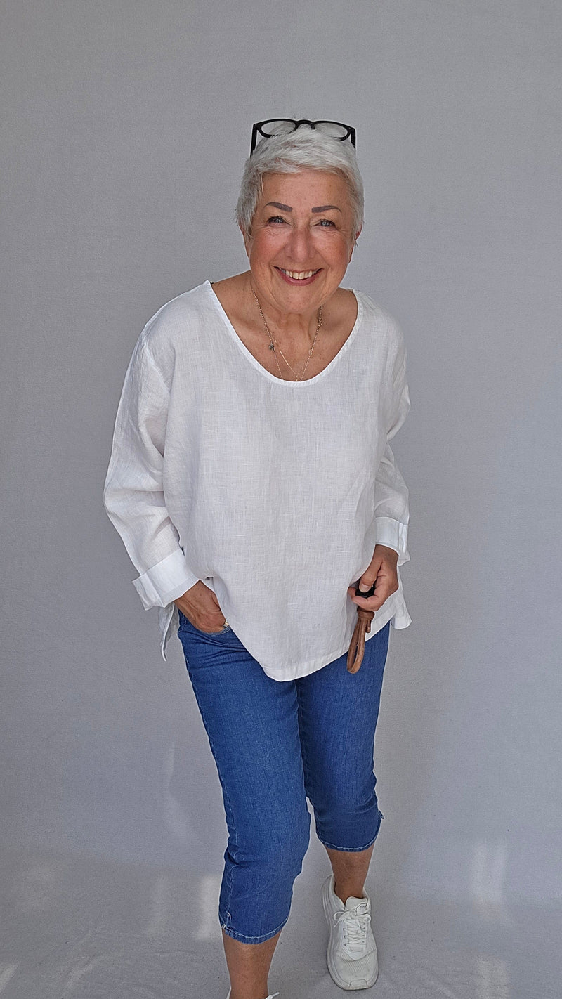 By basics Lintopp White / XS OWN By basics- 12000 Enkel lintopp med lang arm kunstkolonialen