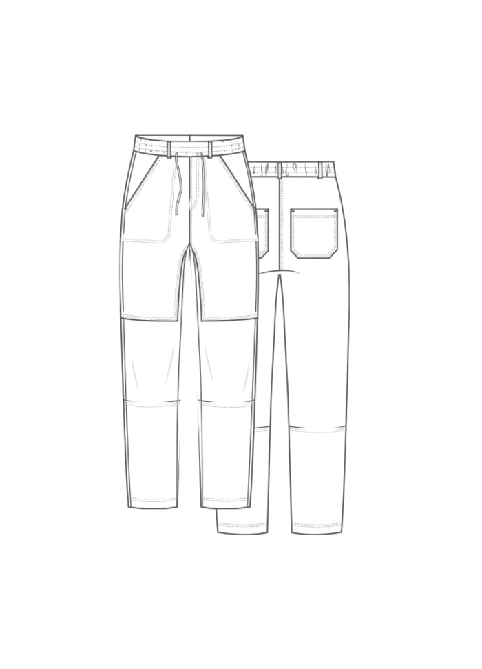 By Basics OWN By basics- 11032 Worker pant, hvit linbukse kunstkolonialen