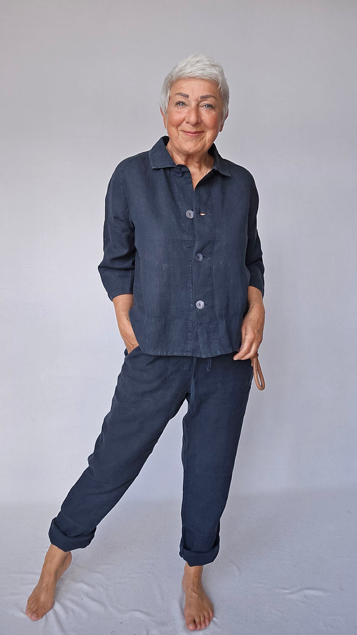 By Basics OWN by basics- 11032 Worker pants, linbukse kunstkolonialen