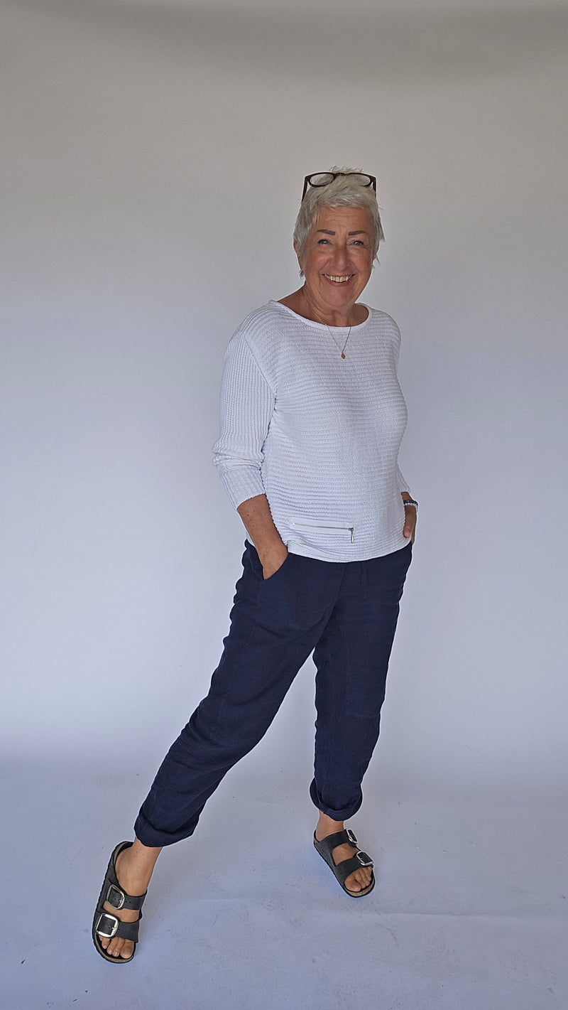 By Basics S / Midnight Blue OWN By basics- 11032 Worker pants, linbukse kunstkolonialen