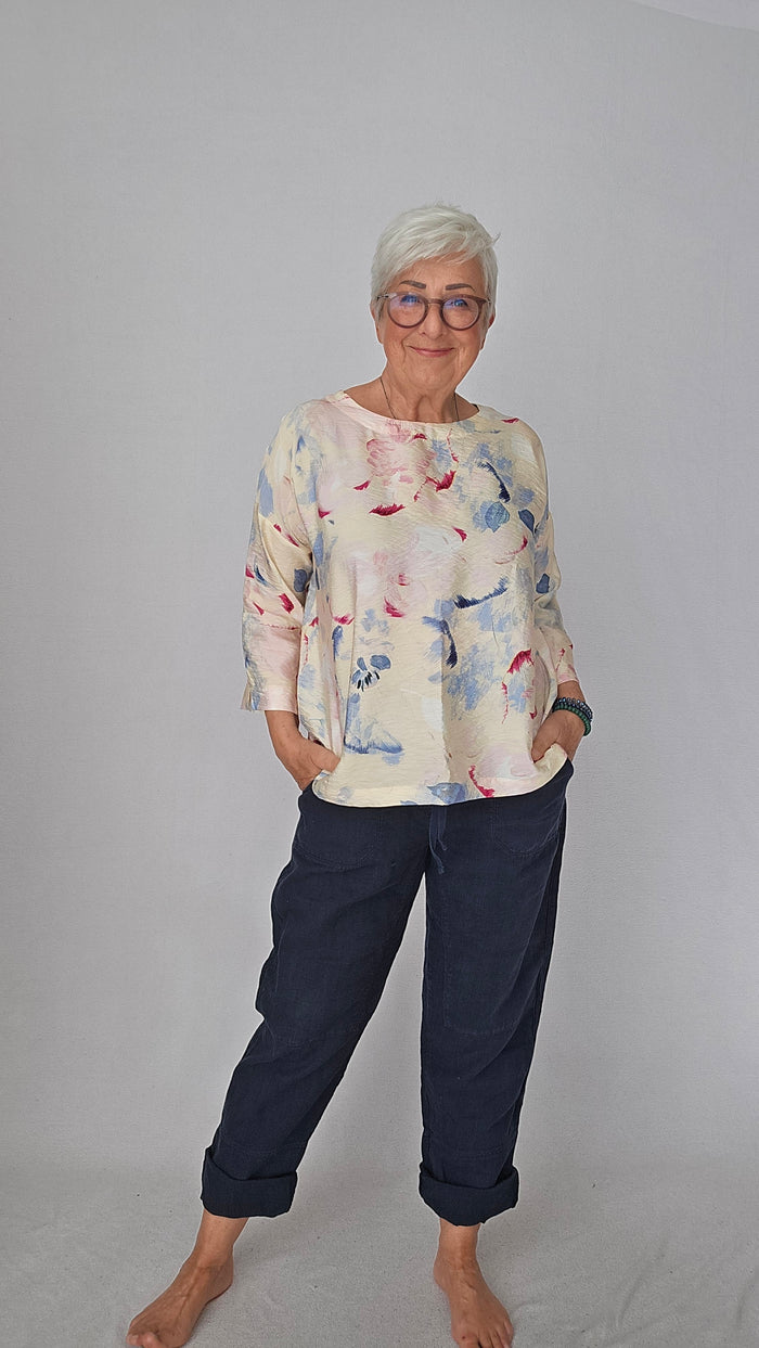 By Basics S / Midnight Blue OWN by basics- 11032 Worker pants, linbukse kunstkolonialen