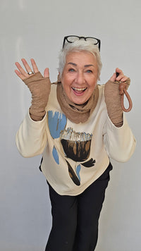 By Basics Skjerf Light camel melange By Basics- 1505 Bubblewool Lite triangelskjerf (miniskjerf) kunstkolonialen