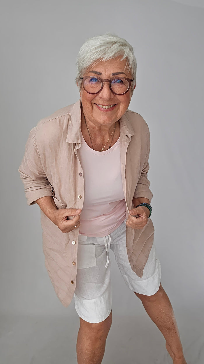 By Basics skjorte S / Blush OWN by basics- 12010 Deilig linskjorte kunstkolonialen
