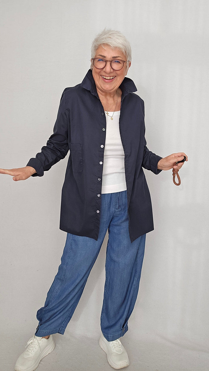 By Basics skjorte S / Midnight blue melange OWN by basics- 13002 Poplinskjorte kunstkolonialen