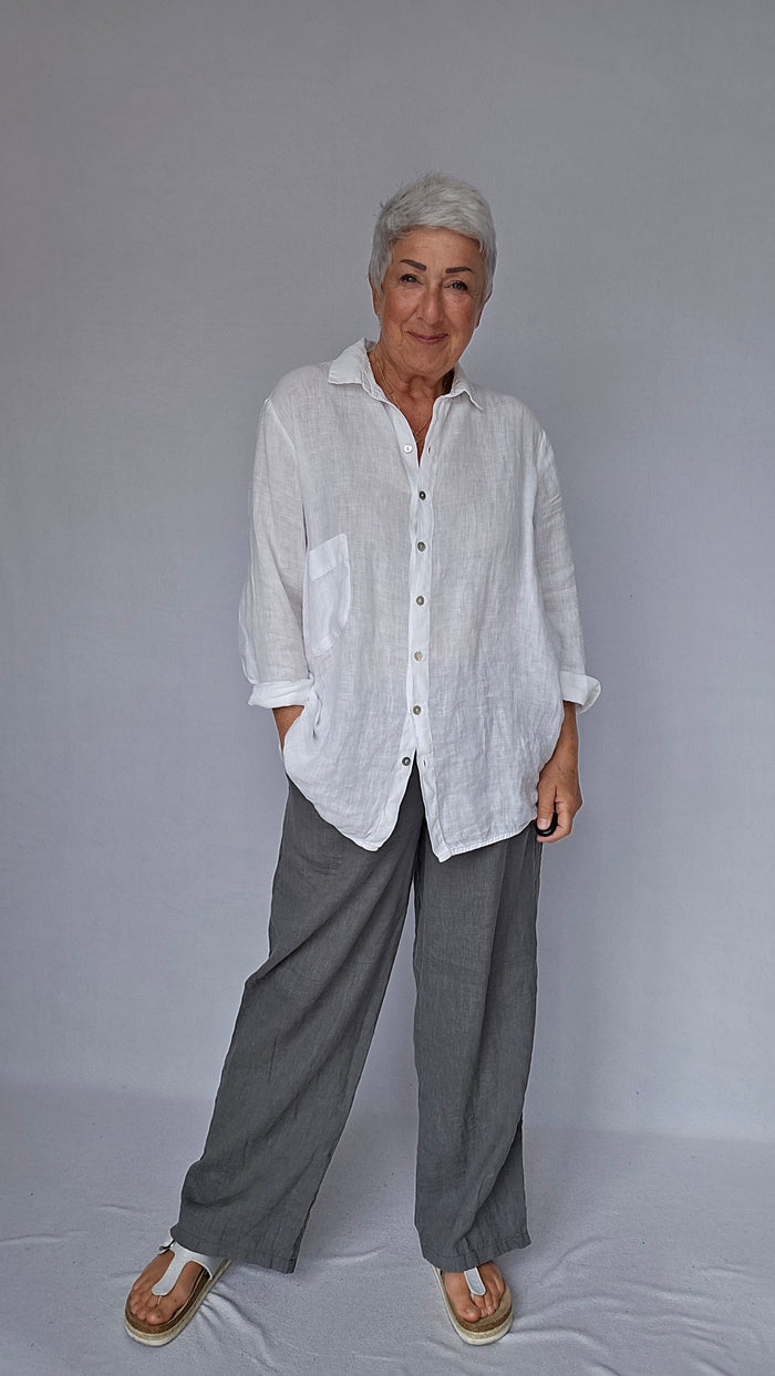 By Basics skjorte S / White OWN By Basics- 12010 Deilig linskjorte kunstkolonialen