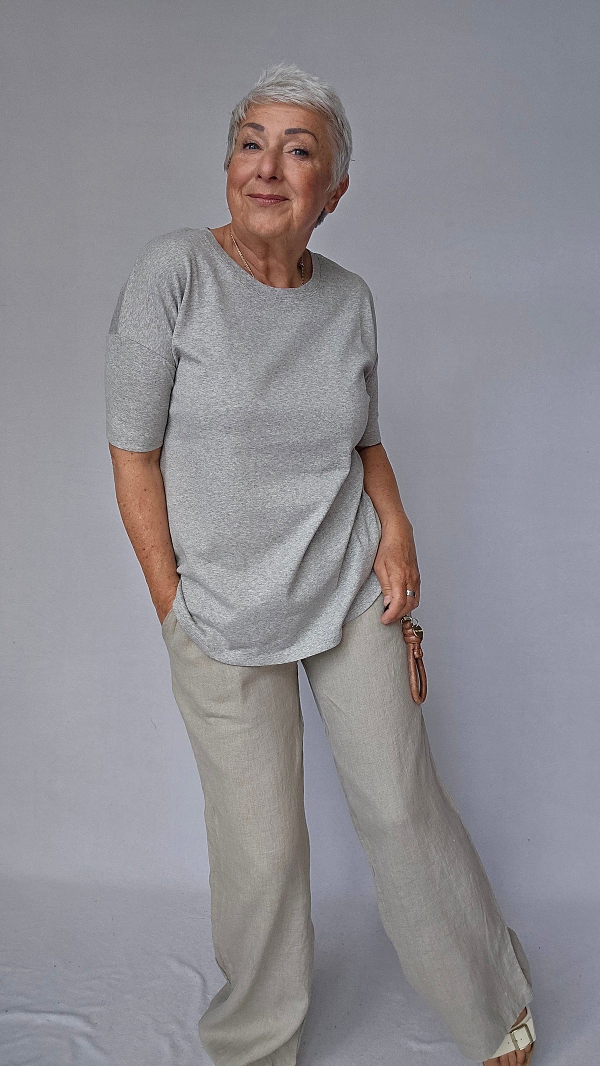 By Basics T-Shirt Dawn grey melange / S Cotton Sense By Basics- 4305 T-shirt loose kunstkolonialen