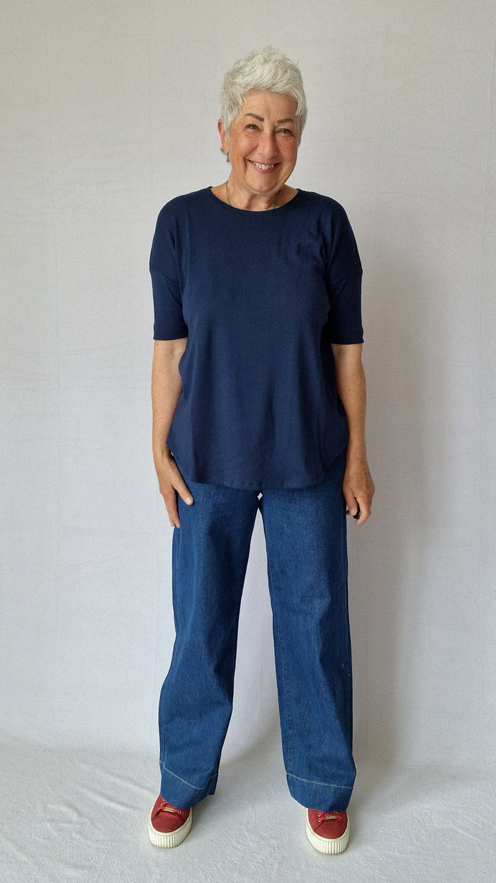 By Basics T-Shirt Navy blue / XS Cotton Sense By Basics- 4305 T-shirt loose kunstkolonialen