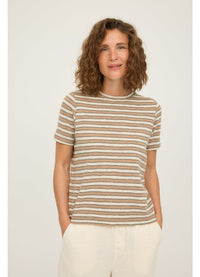 By Basics Topp Light camel mel/asphalt/raw white / S by basics- 4082 Enkel topp kunstkolonialen