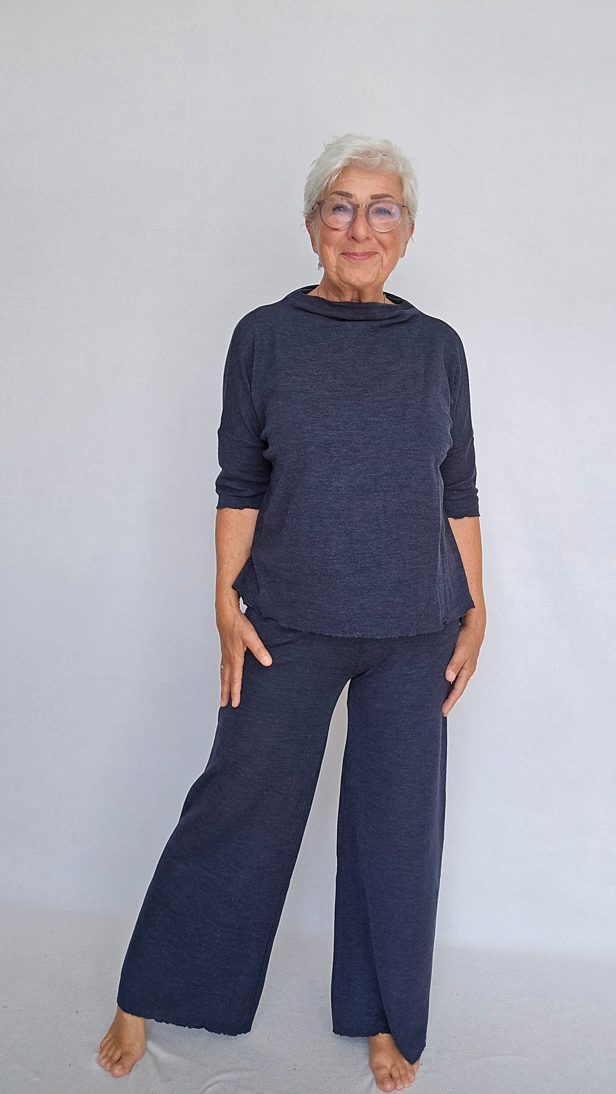 By Basics Topp Midnight blue melange / S by basics- 4083 Vid ulltopp kunstkolonialen