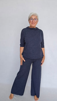 By Basics Topp Midnight blue melange / S by basics- 4083 Vid ulltopp kunstkolonialen