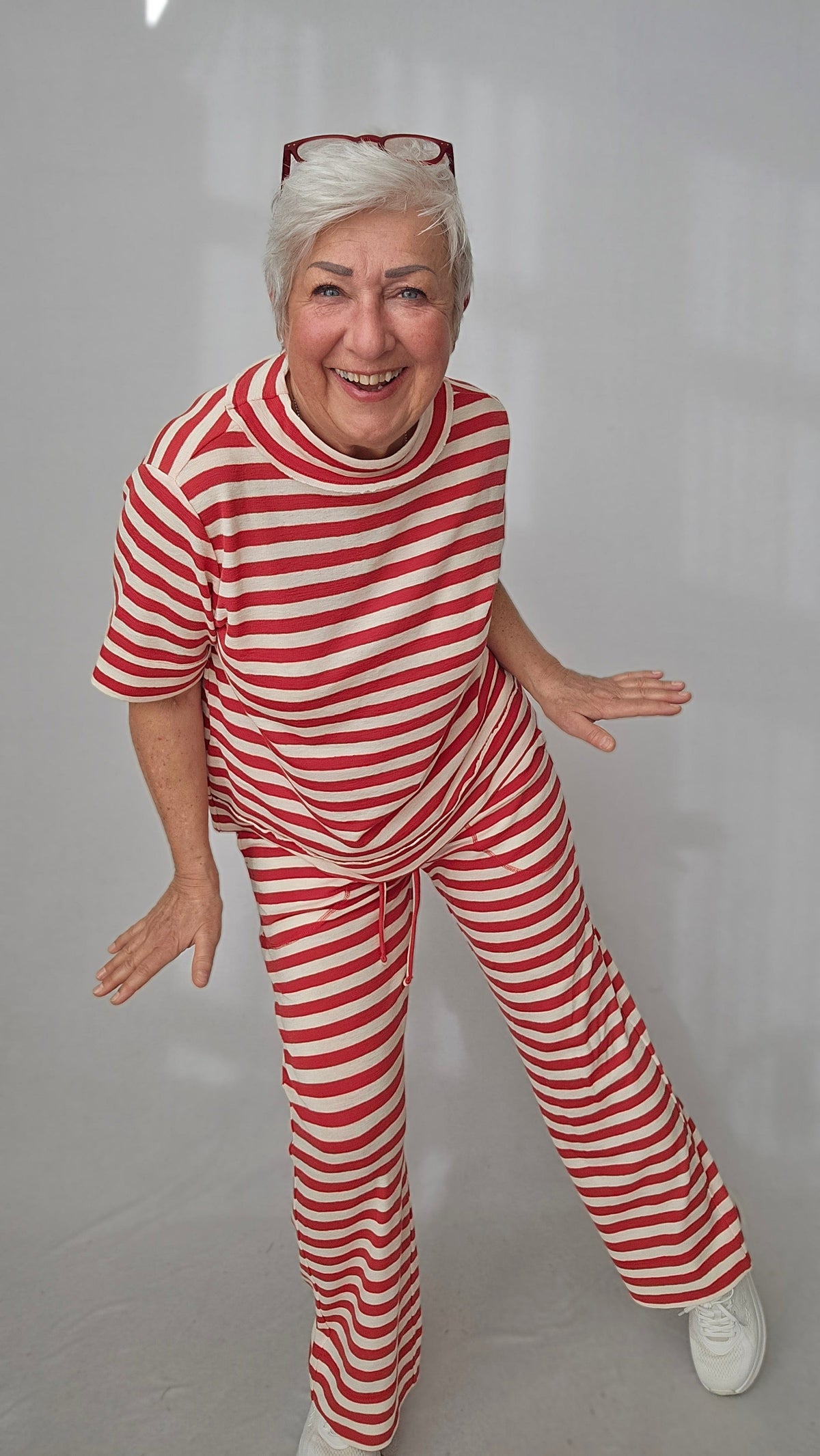 By Basics Topp Raw white/coral / S by basics- 4070 Ulltopp med 3/4-ermer kunstkolonialen