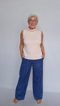 By Basics Topp Rose melange / S Cotton Sense by basics- 2306-1 Polo topp u/ermer kunstkolonialen