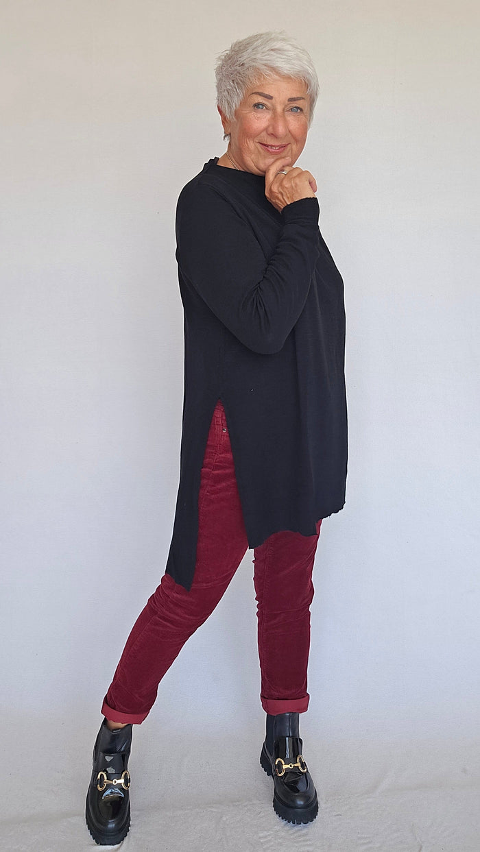 By Basics Tunika By Basics- 6040 Tunika m/splitter i sidene kunstkolonialen