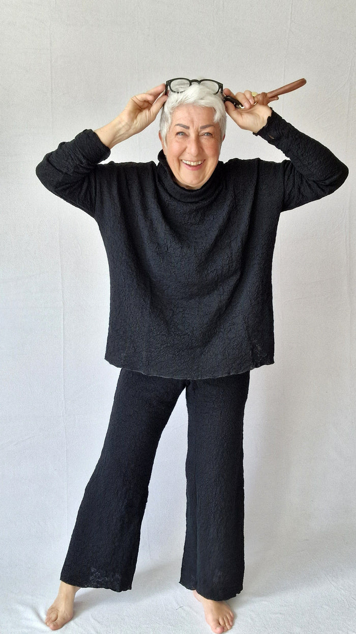 By Basics Ullgenser Black / S By basics- Bubblewool 4501 Shirt Wide w/large rollneck kunstkolonialen
