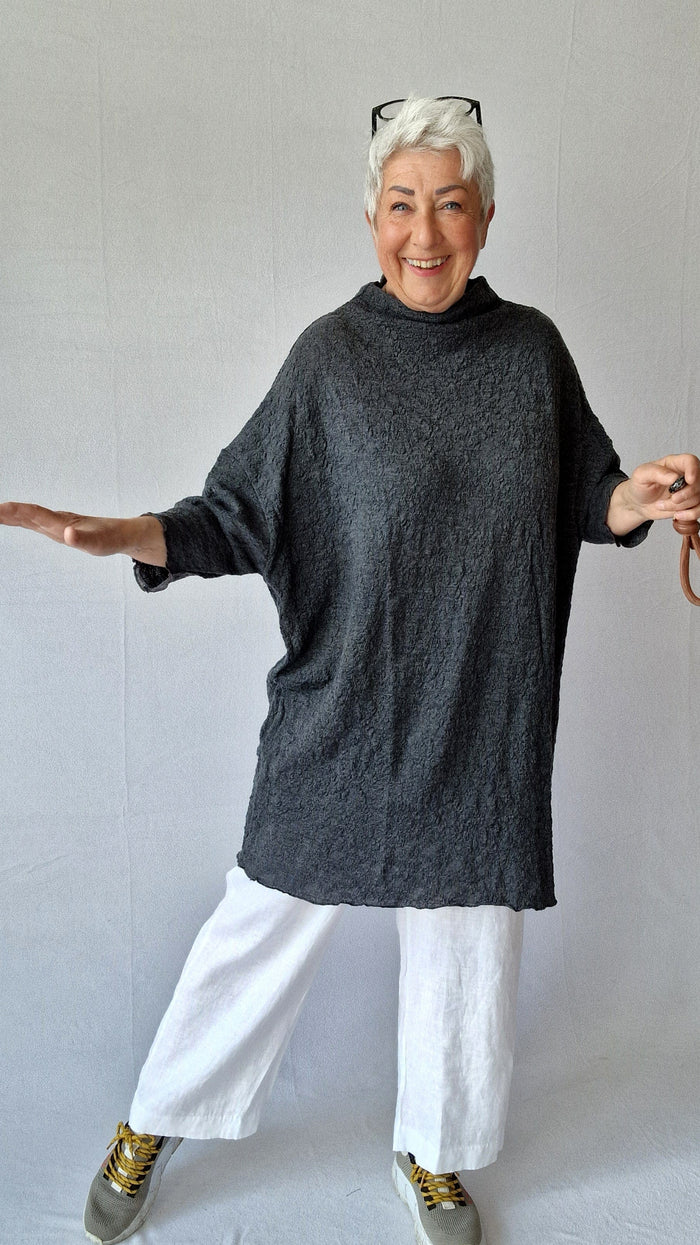 By Basics ullkjole Anthrasite melange / S By basics- Bubblewool 6501 Tunic Dress w/high neck kunstkolonialen