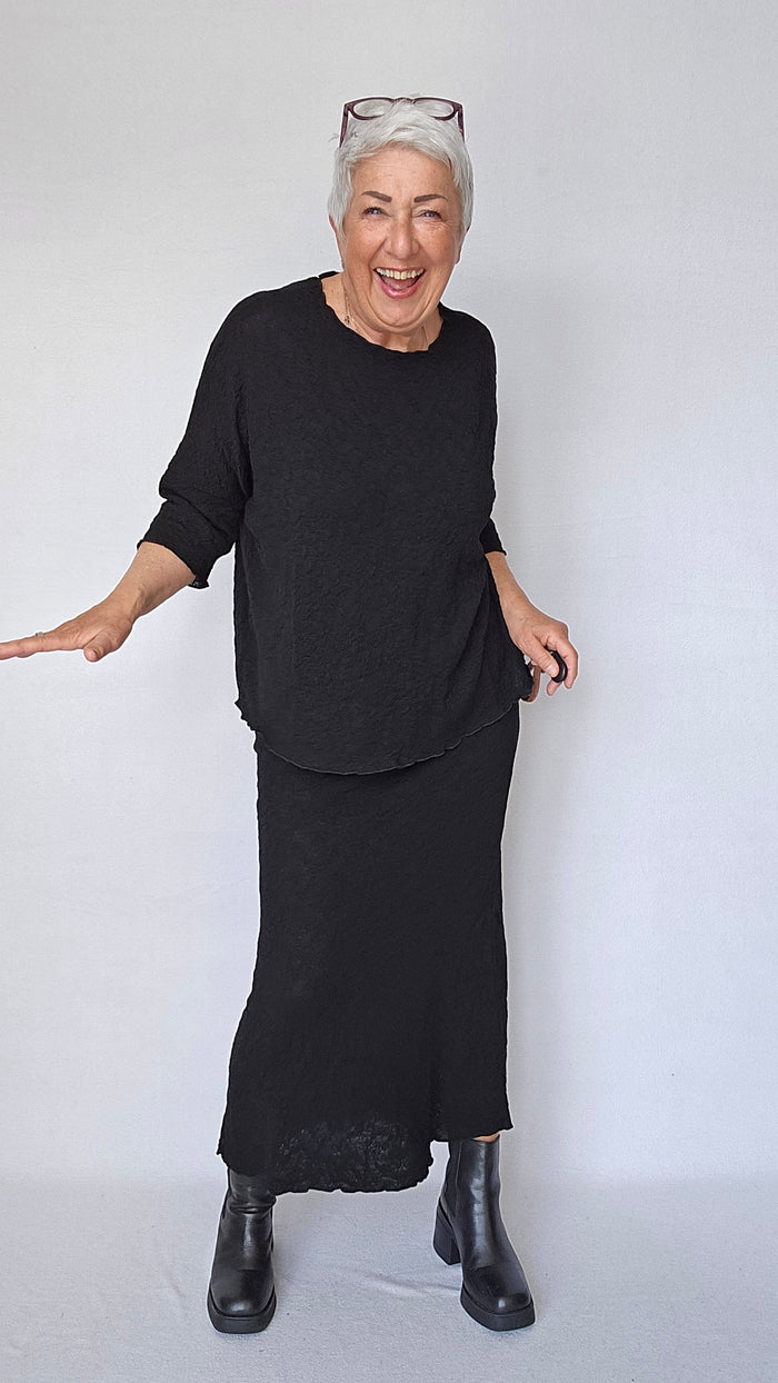 By Basics Ullskjørt Black / XS-S By basics- Bubblewool 5503 Long Skirt kunstkolonialen
