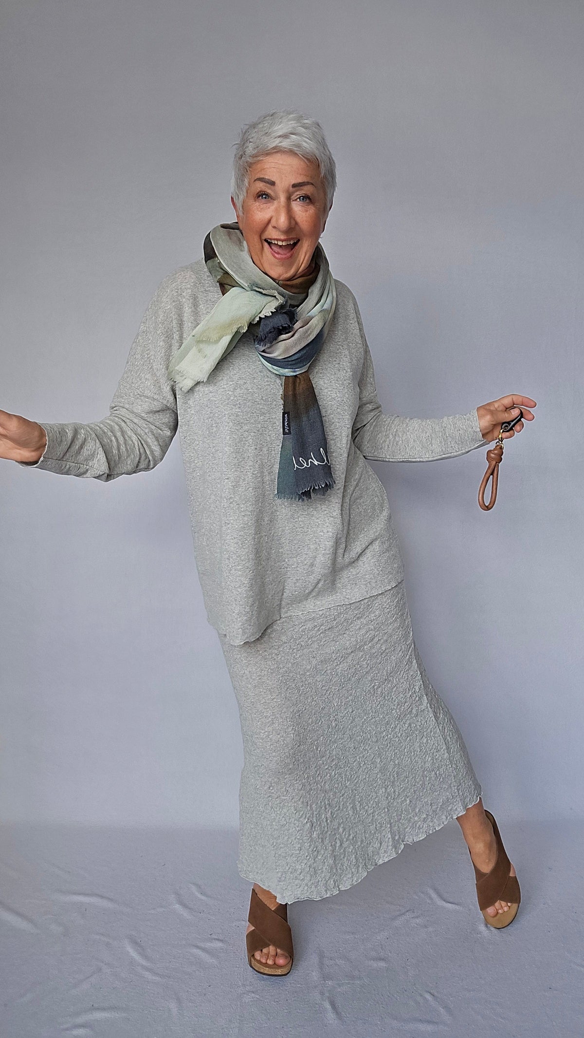 By Basics Ullskjørt Dawn grey melange / XS-S By basics- Bubblewool 5503 Long Skirt kunstkolonialen