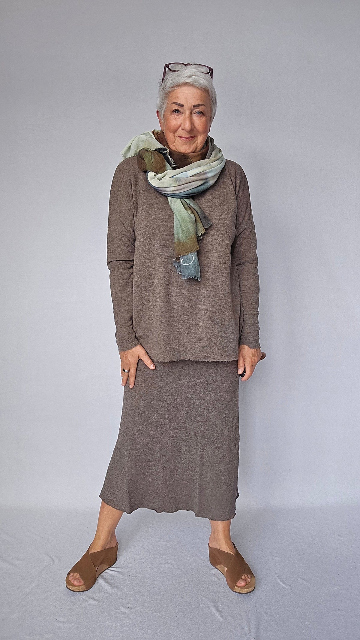 By Basics Ullskjørt Earth melange / XS-S By basics- Bubblewool 5503 Long Skirt kunstkolonialen