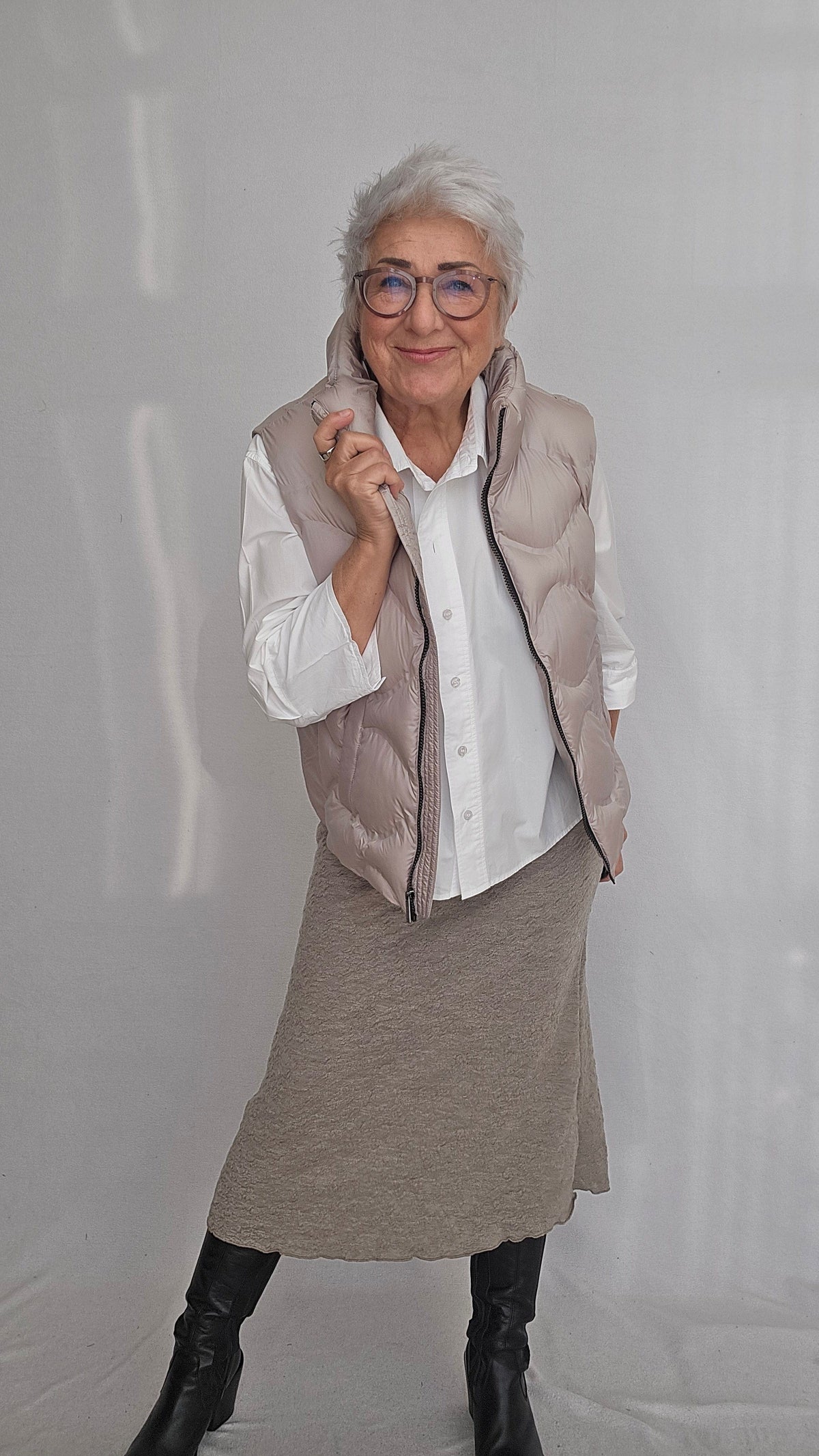 By Basics Ullskjørt Elephant melange / M-L By basics- Bubblewool 5503 Long Skirt kunstkolonialen