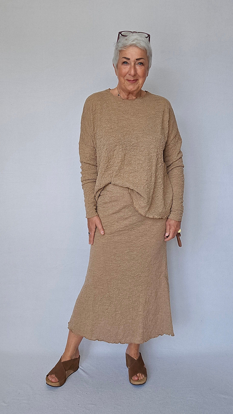 By Basics Ullskjørt Light camel melange / XS-S By basics- Bubblewool 5503 Long Skirt kunstkolonialen