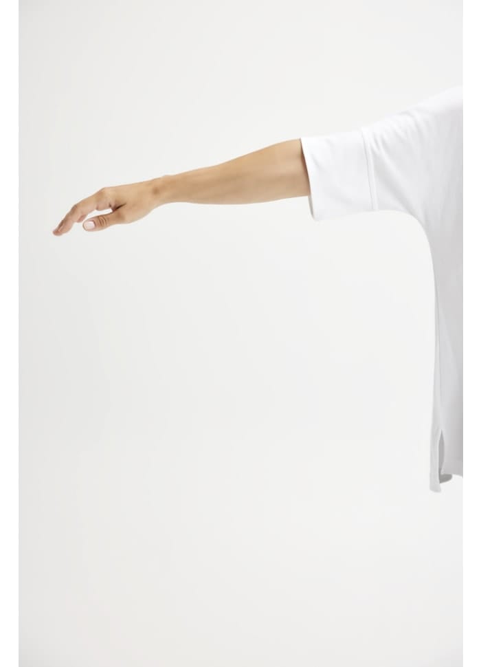By Basics White / XS Cotton Sense By Basics- 4309 T-shirt loose med båthals kunstkolonialen