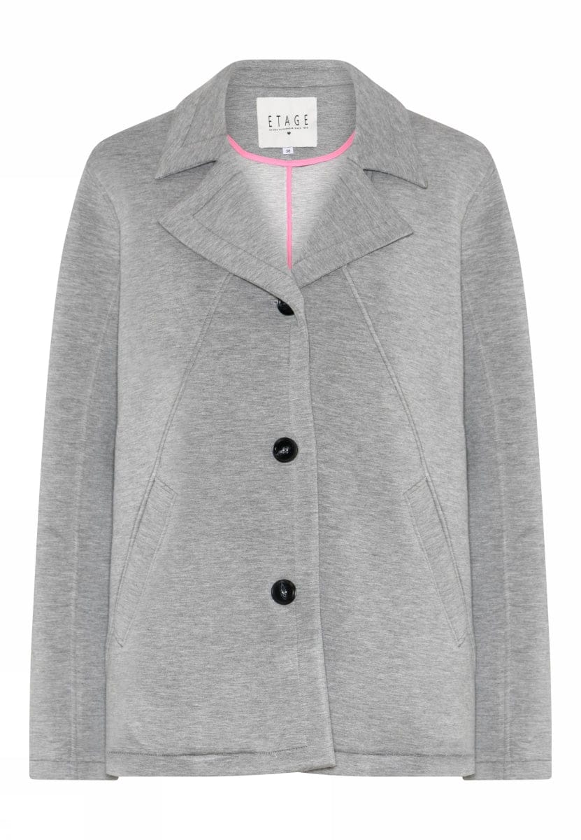 Cero Etage Jakke 36 / Grey melange Cero Etage- Jersey jakke m/krage og knapper kunstkolonialen