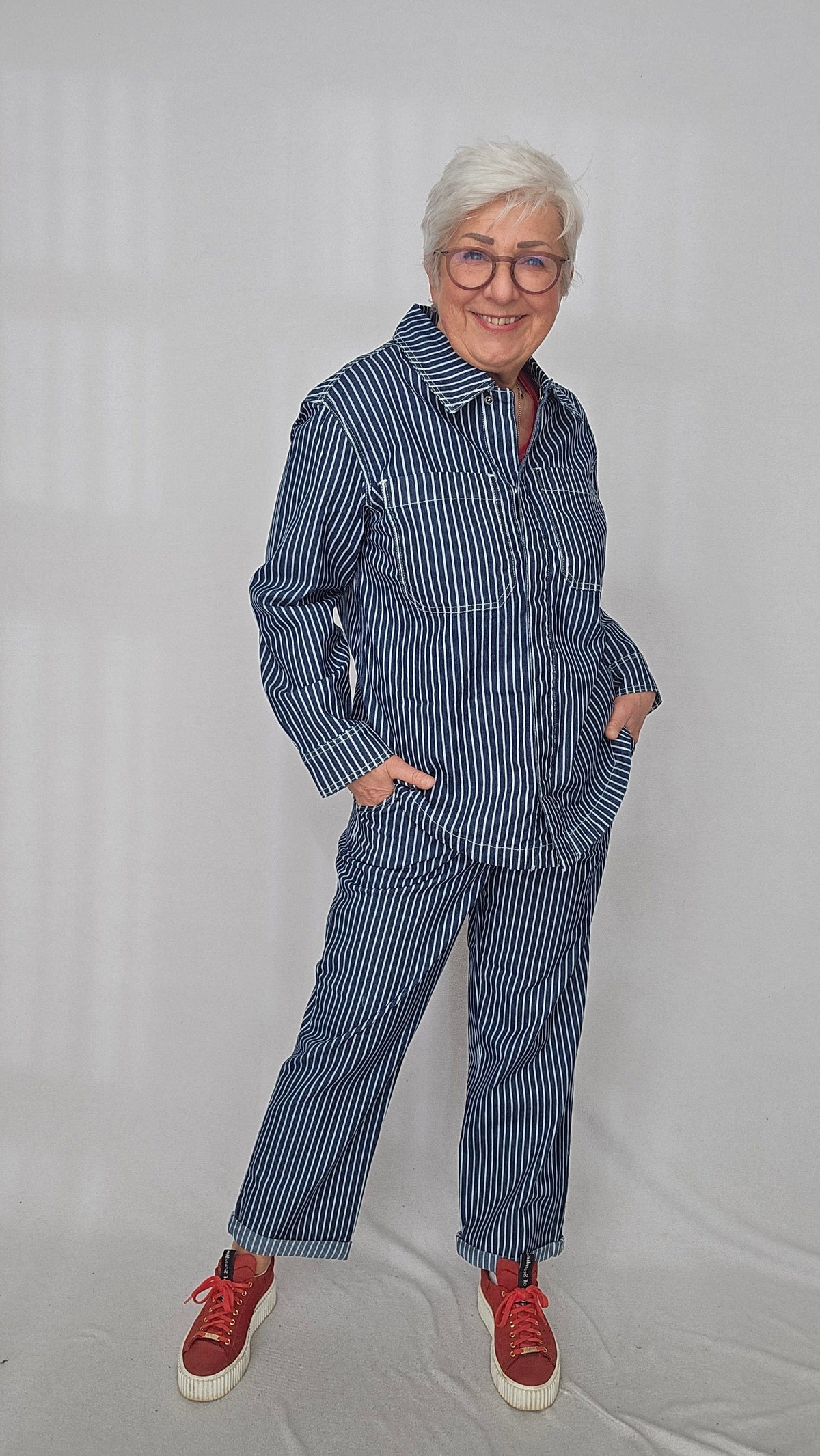 Cero Etage Jeansjakke Cero Etage- Oversize denim jakke m/striper kunstkolonialen