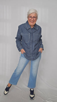 Cero Etage Jeansjakke Cero Etage- Oversize denim jakke m/striper kunstkolonialen