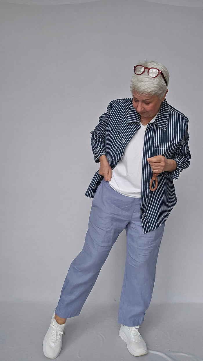 Cero Etage Jeansjakke Cero Etage- Oversize denim jakke m/striper kunstkolonialen