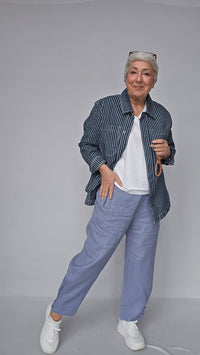 Cero Etage Jeansjakke Cero Etage- Oversize denim jakke m/striper kunstkolonialen