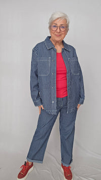 Cero Etage Jeansjakke Cero Etage- Oversize denim jakke m/striper kunstkolonialen
